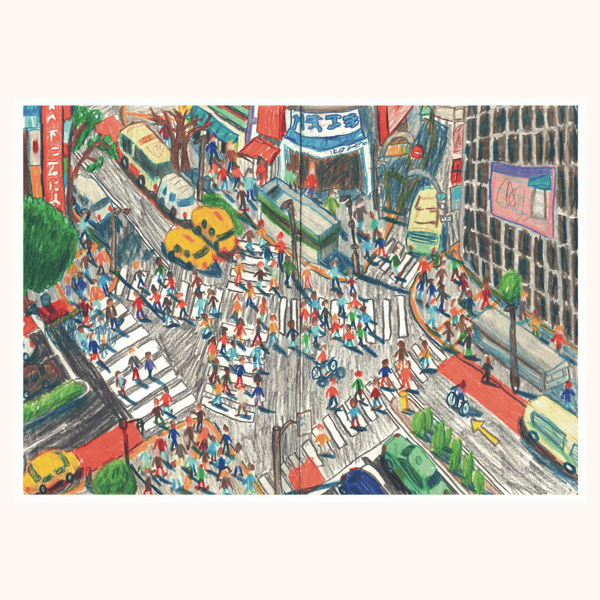 Tokyo City - Hand-Drawn Coloured Pencil Art Print